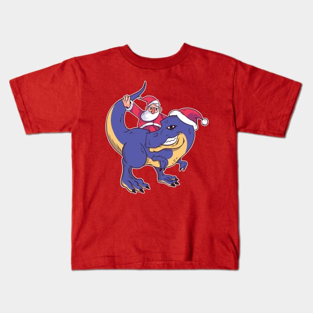 Santa Rex Graphic Tee Kids T-Shirt by vexeltees